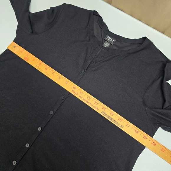 Eileen Fisher Tunic Womens Medium Black Button Front‎ Long Sleeve Minimalist Top - Picture 10 of 13